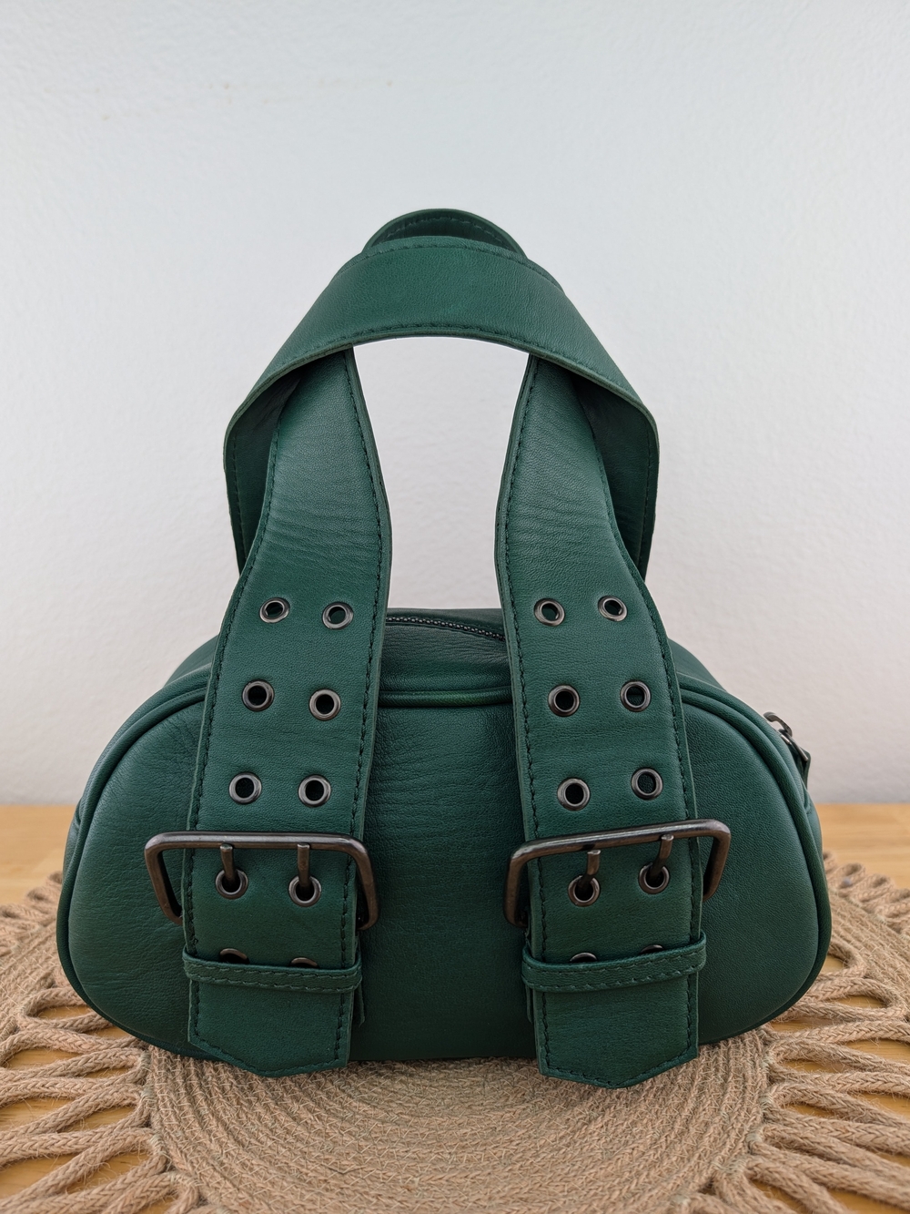 Free People Say Yes Green Leather Rivet Buckle Bag Handbag Mini NWOT